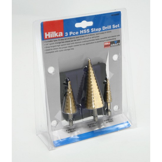 HILKA 3PC HSS STEP DRILL SET