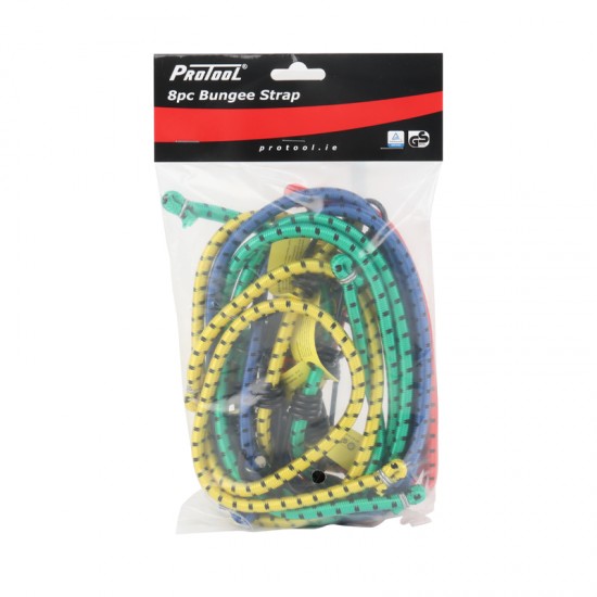 PROTOOL 8PC 8MM MIXED SIZES  BUNGEE STRAP SET