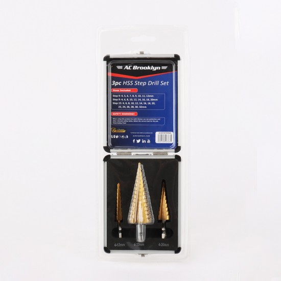 AC BROOKLYN 3PC STEP DRILL SET LARGE ALUM CASE