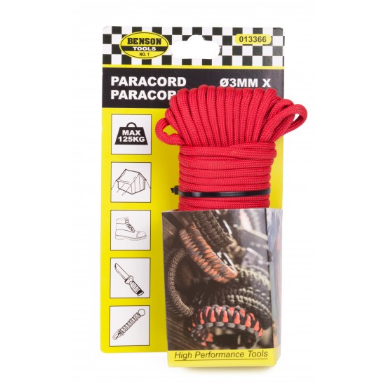 PARACORD 3MM x 15M RED