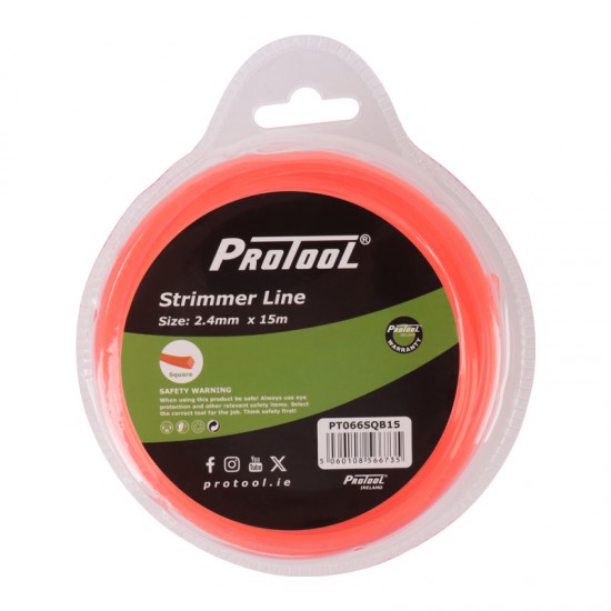 PROTOOL STRIMMER LINE ORANGE 2.4mm x 15M SQUARE