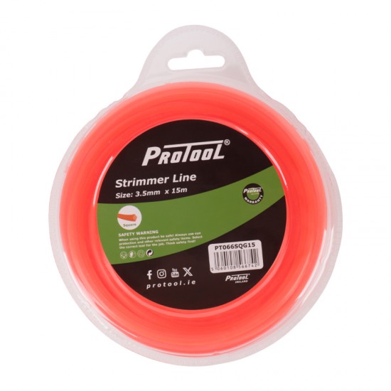 PROTOOL STRIMMER LINE ORANGE 3.5mm x 15M SQUARE