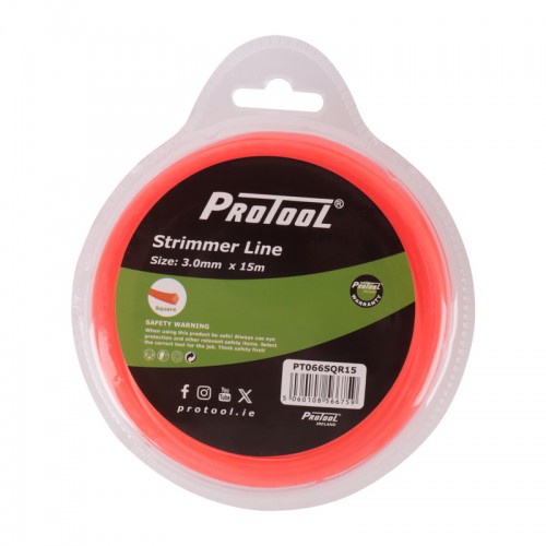 PROTOOL STRIMMER LINE ORANGE 3.0mm x 15M SQUARE