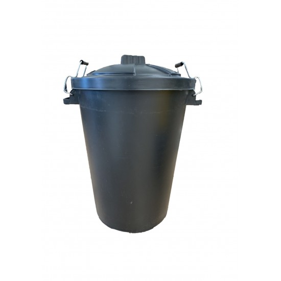 PROTOOL HOUSEHOLD BLACK BIN 85L  C/W CLIPS (P)