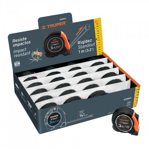 TRUPER 3M REINFORCED MEASURING TAPE 24PC DISPLAY