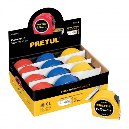 PRETUL 5.5M COLOUR TAPE 12PC DISPLAY