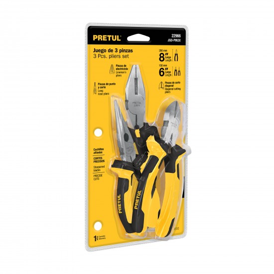 PRETUL PLIERS COMFORT GRIP SET 3PC