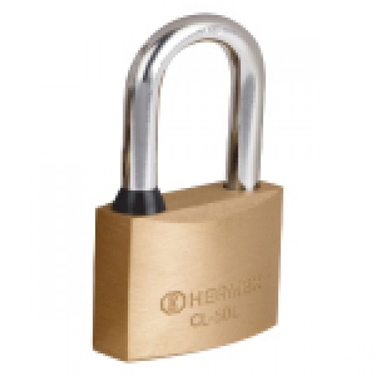 HERMEX 50MM BRASS PADLOCK CARDED LONG